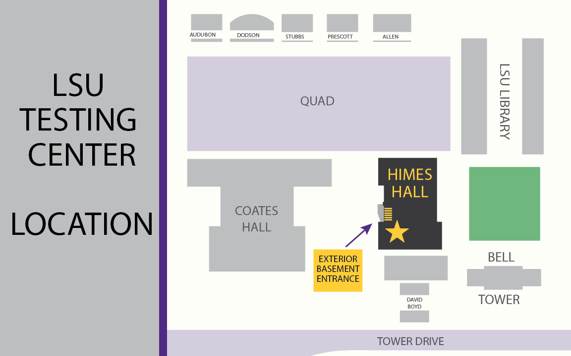 Vector map of the LSU Testing Center location