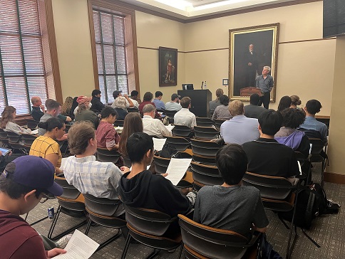 Robert Pasnau lecturing to group