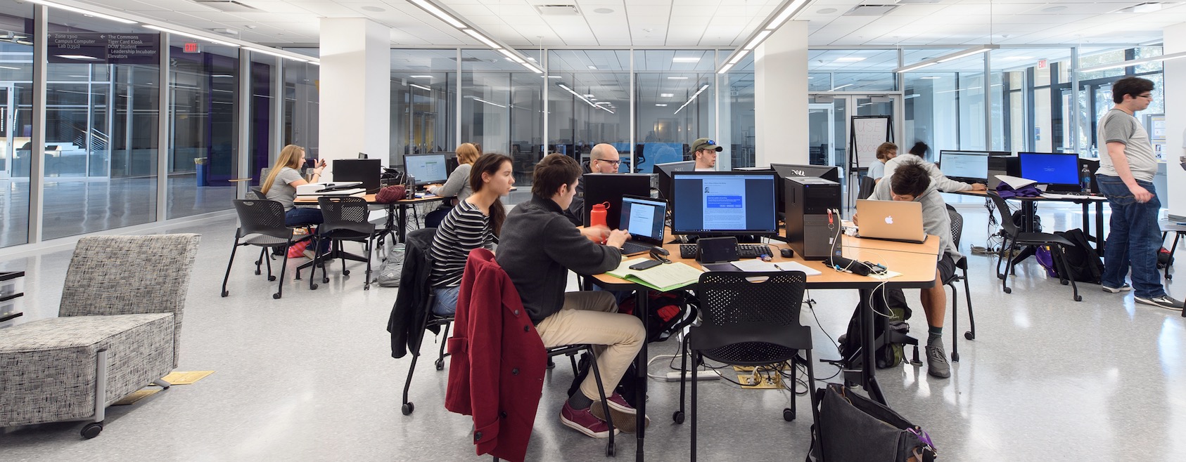 Students working in the Chevron Center