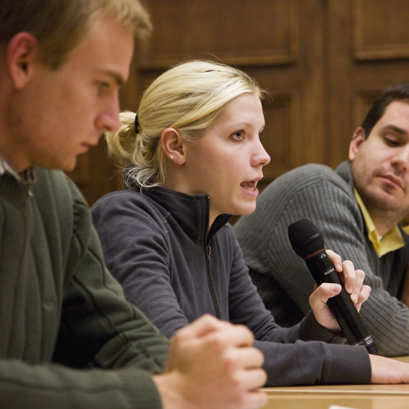 Students participate in an election debate