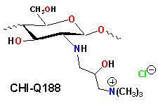 We have observed that chitosan is readly converted to 3-trimethylammonium-2-hydroxypropyl-N-chitosan (CHI-Q188), N-Carboxy-methyl chitosan can be converted to a N',N'-dimethylammonium propyl carbamoyl-derivative and further modified by quaternization to produce a series of chitosan aminoamide quats.